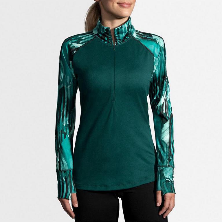 Brooks Dash Half Zip Hardloopjassen voor Dames Groen (YVEJG-6017)